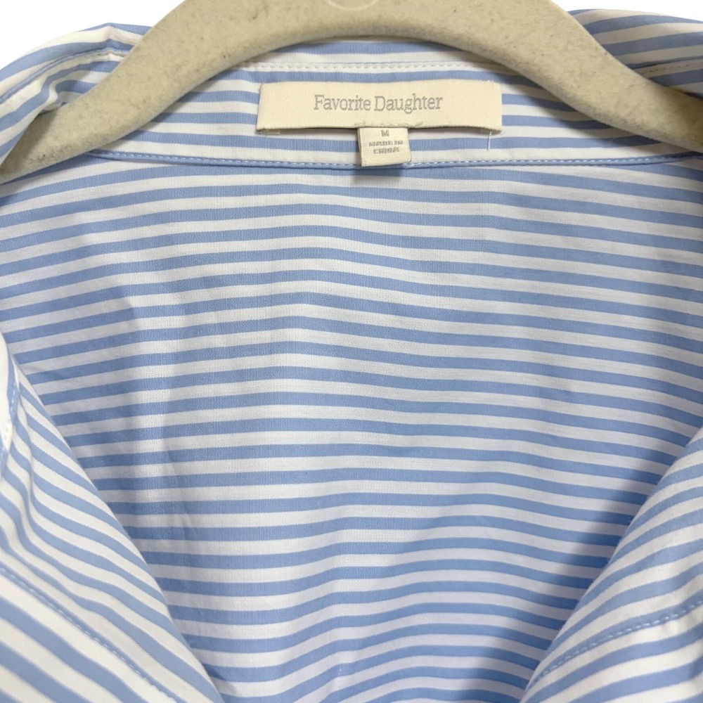 Favorite Daughter The Crop Stripe Cotton Button-Up Shirt Blue M - Picture 7 of 15